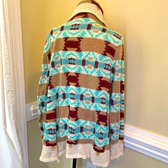 B Sharp Aztec Draped Cardigan Size Large - Picture 2 of 15